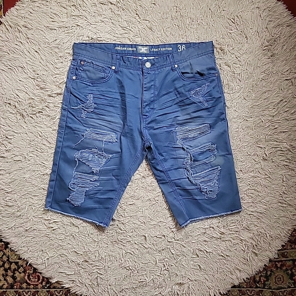 Mens Jordan Craig Shorts Indie Legacy Edition Size 36 Blue Streetwear Distressed